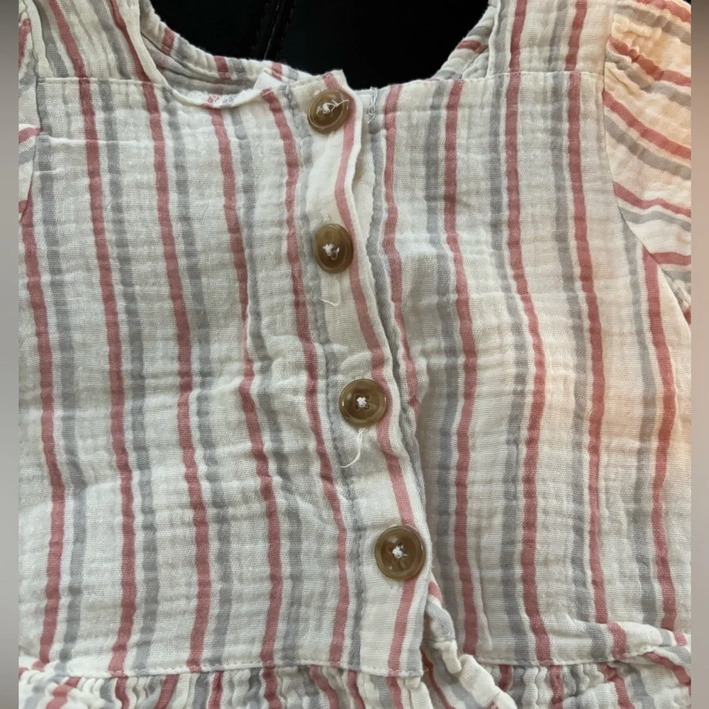Little Lass Pink and White Striped Kids Matching Set - Picture 2 of 3